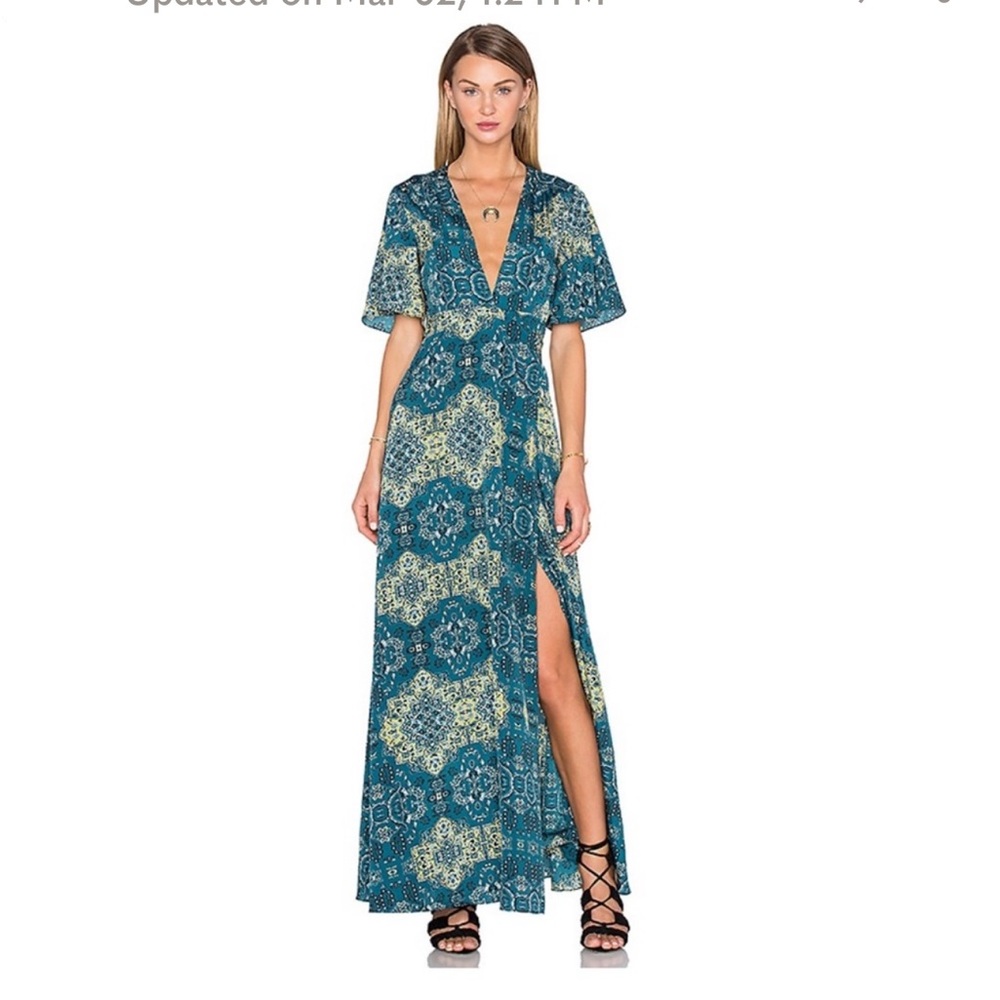 HOUSE OF HARLOW 1960 x REVOLVE teal maxi wrap dress size small
